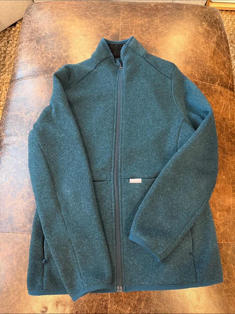 Figs Womens Full-Zip Caribbean blue Knit Jacket